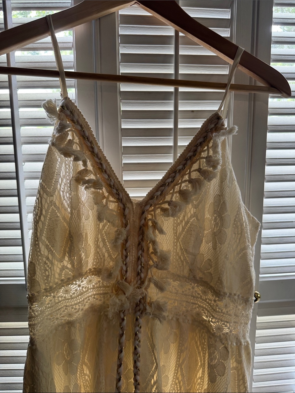 Cupshe Cream Lace Maxi Cover-Up with Tassel Tie - Picture 2 of 4